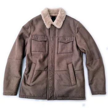 Gerrit, Lammfelljacke mit Patentaschen, dunkelbraun